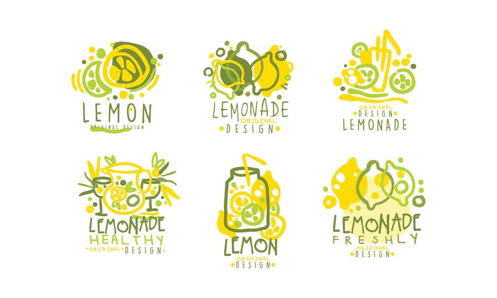 Lemonade Labels or Logos Original Design Set vector