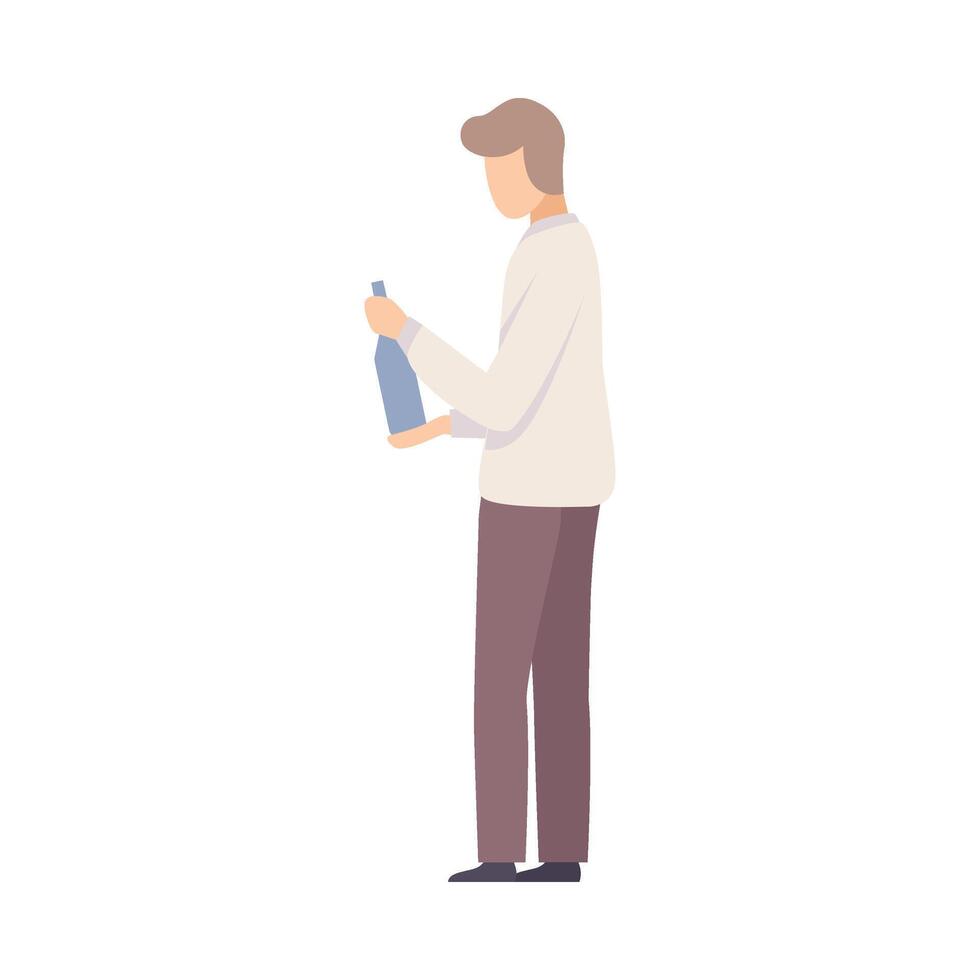 Young Man Trying To Open A Bottle On Party Illustration vector