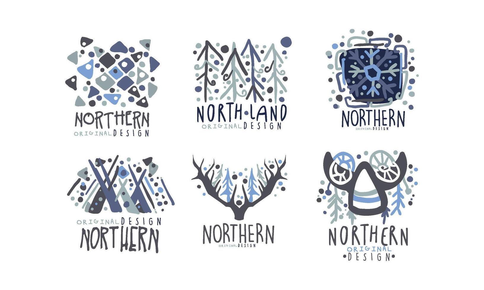 Northern Land Label Template with Original Design Set vector