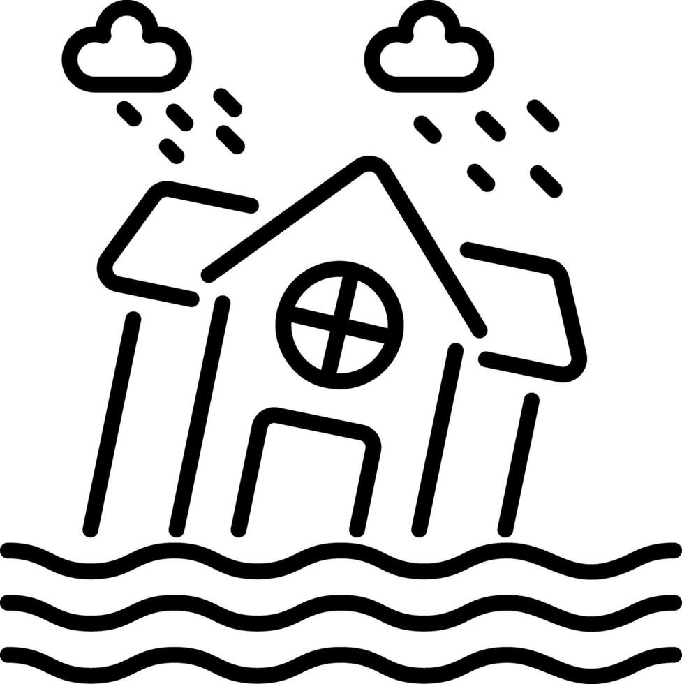 A line style icon of hose floating on water showing flood destruction vector