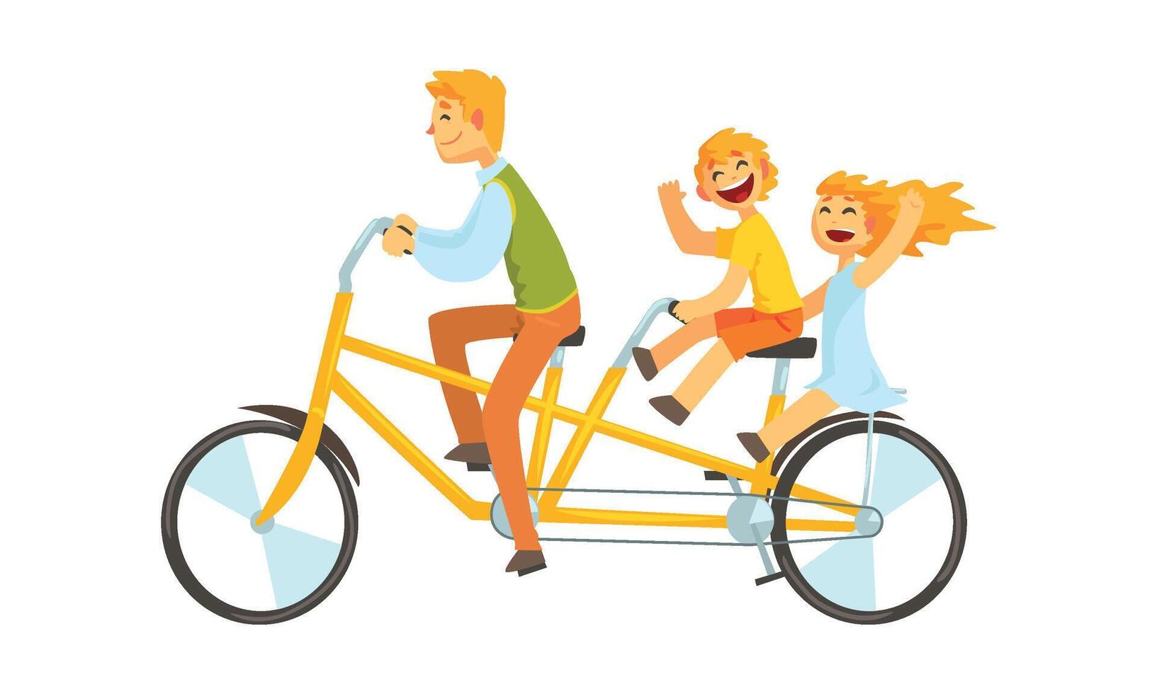 Parent Cycling with His Kid Illustration vector