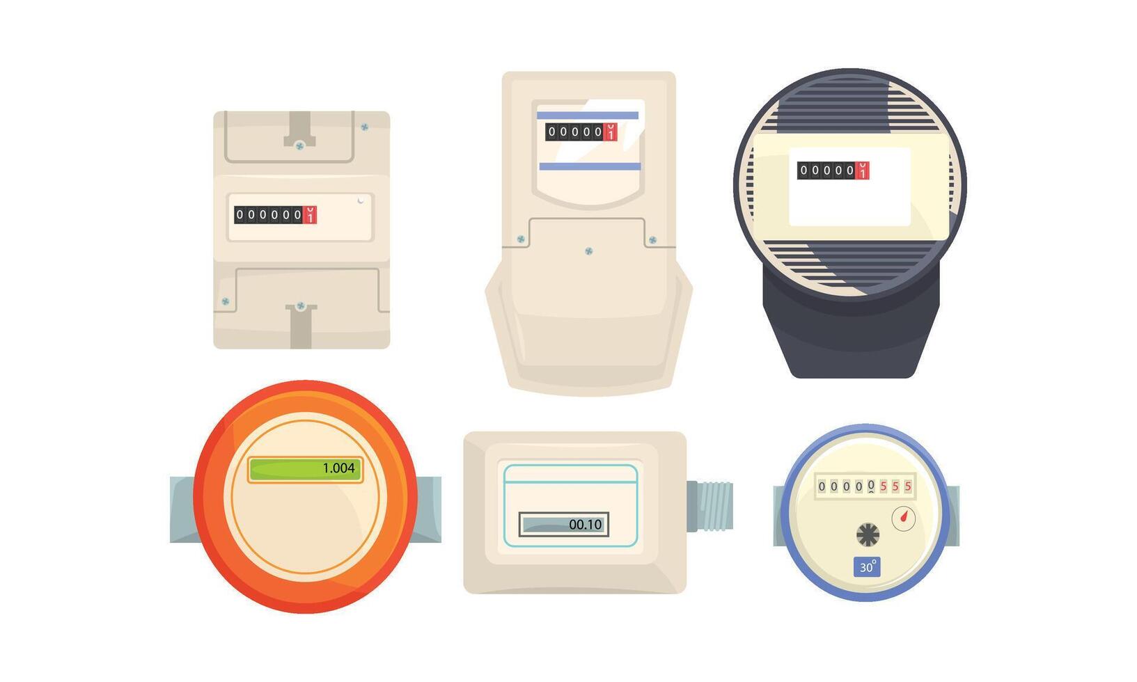 Household Electric Meter Box to Monitor the Flow of Electricity Set vector