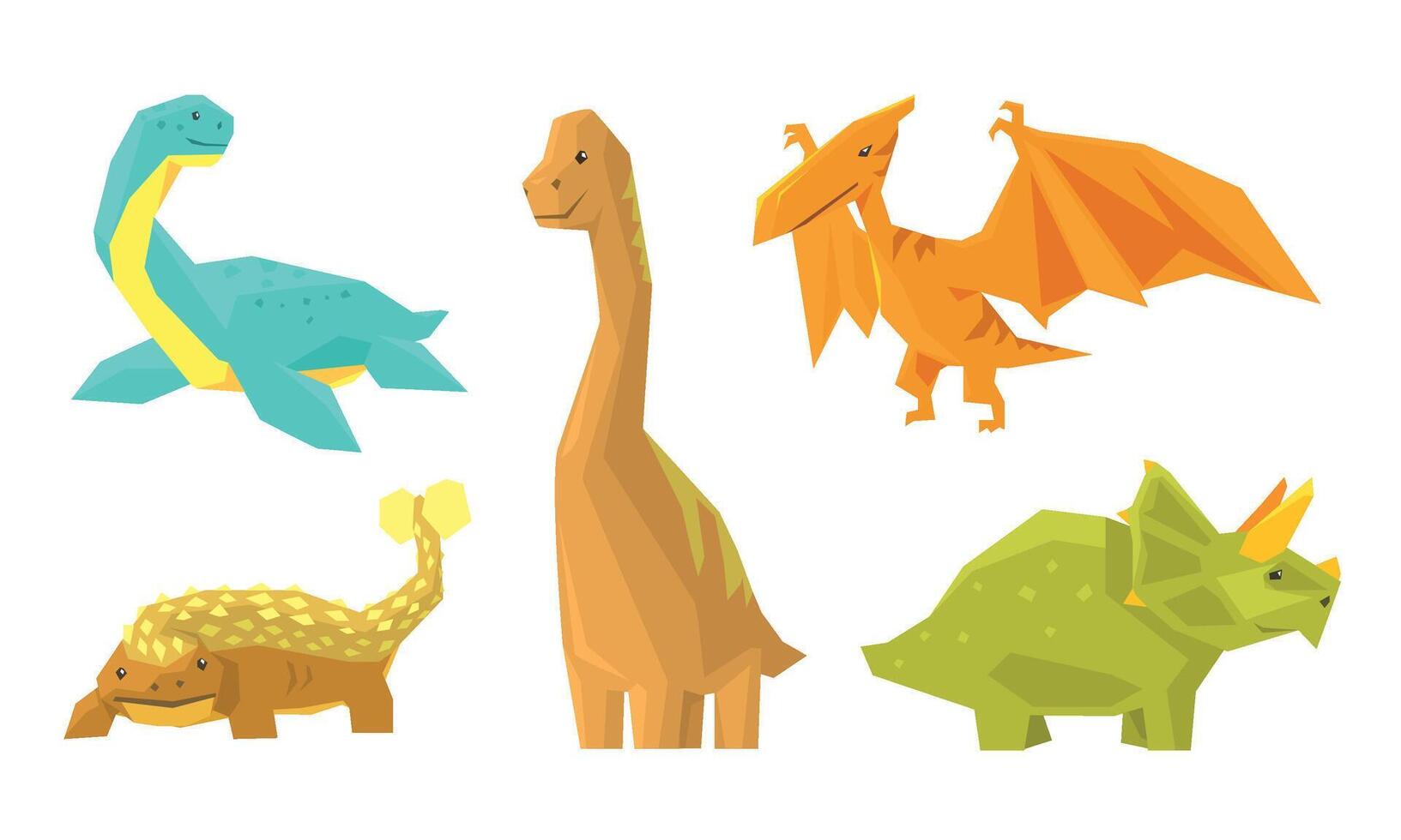 Set With Different Types Of Dinosaurus Illustration Cartoon Character vector