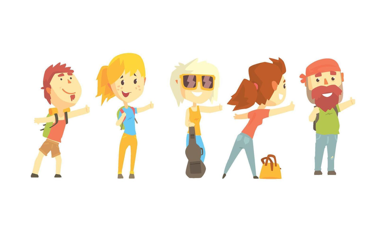 Young Tourist Characters Wearing Comfy Outfit Illustrations vector