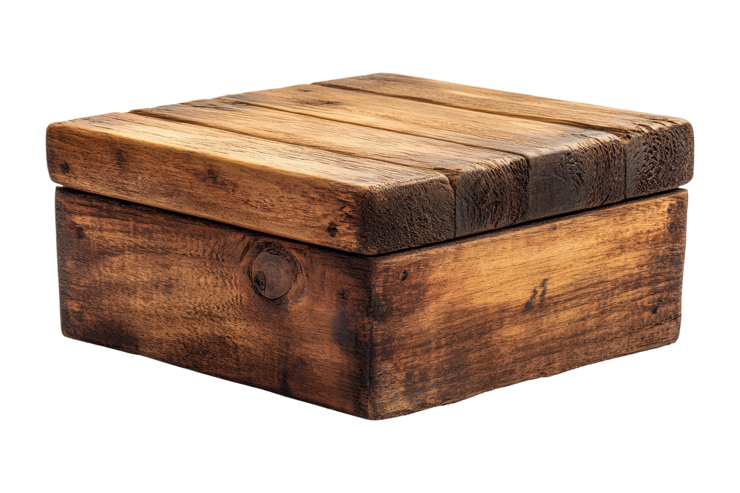 Rustic wooden box studio product image natural top view png