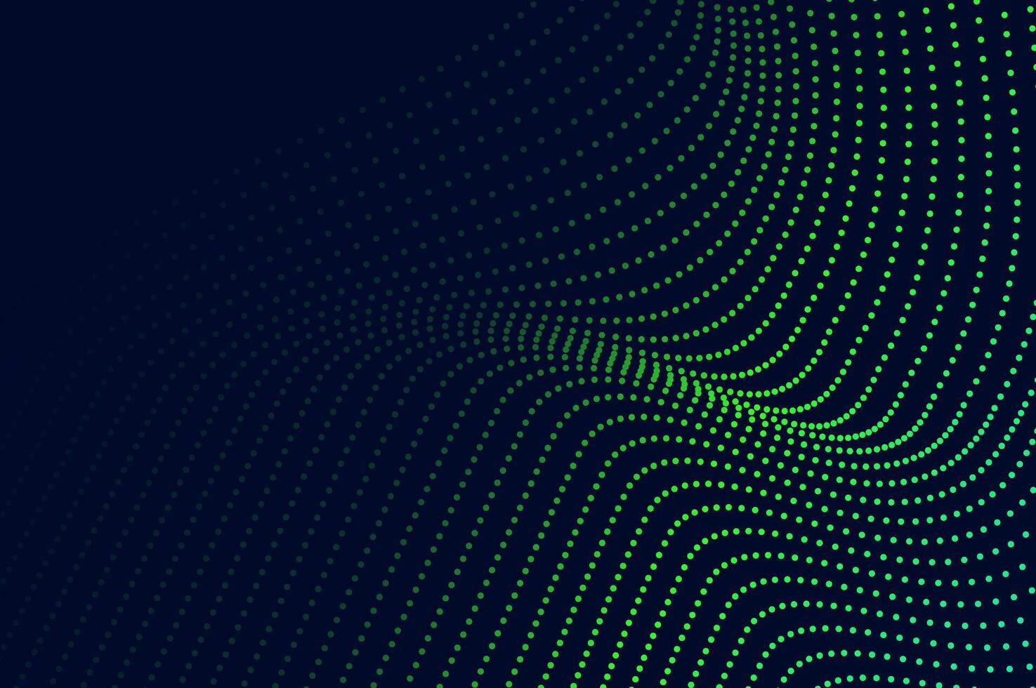 molecule Abstract background flowing dots particle wave blue and light green. Technology, biology, science and dynamic illustration concept. vector
