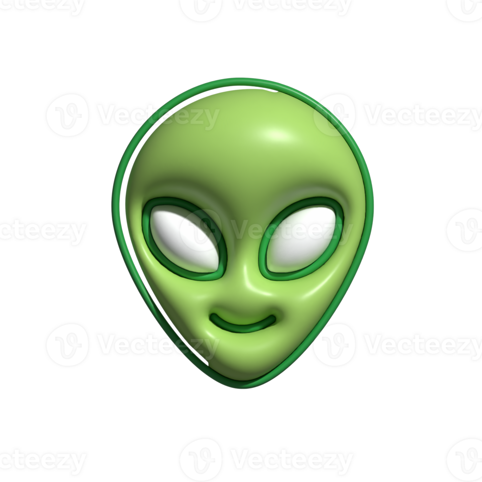 Smiling Green Alien Face Icon png