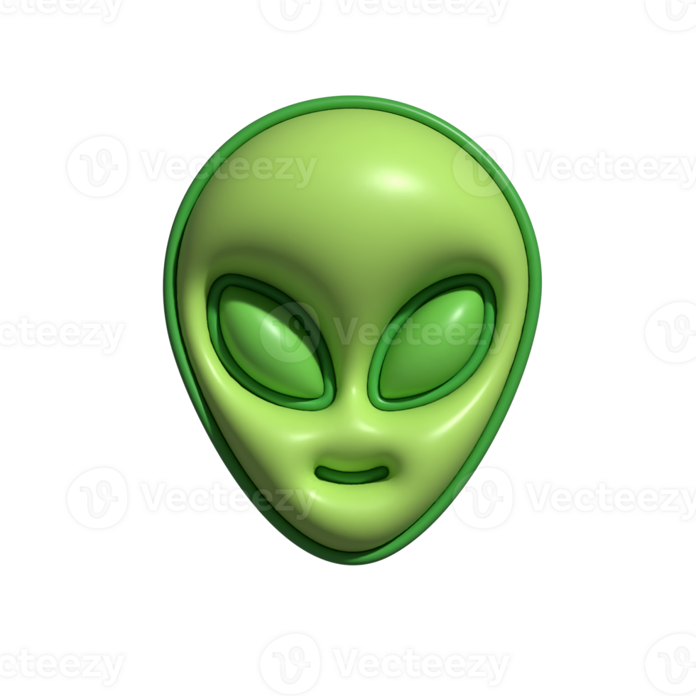 Glossy Green Alien Head Icon png