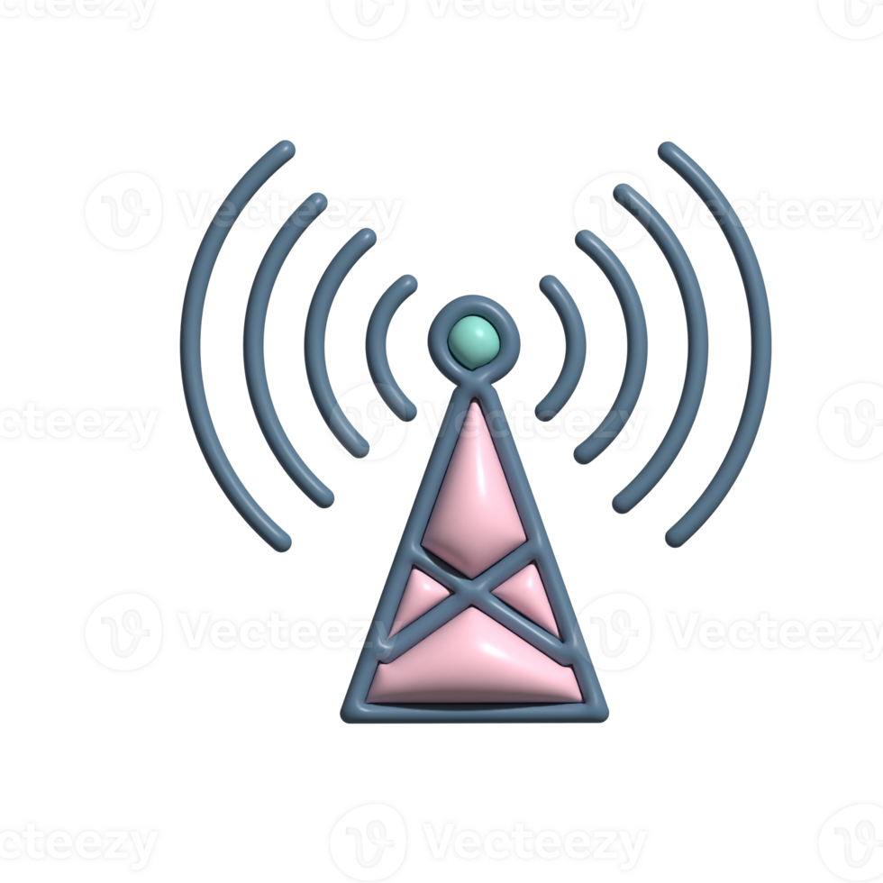 3D Wireless Signal Tower Emoji Connectivity Communication png