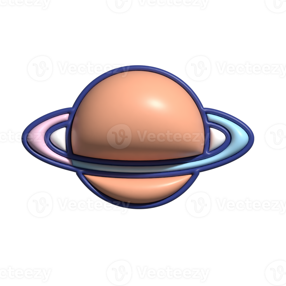 3D Saturn-Like Planet Icon png