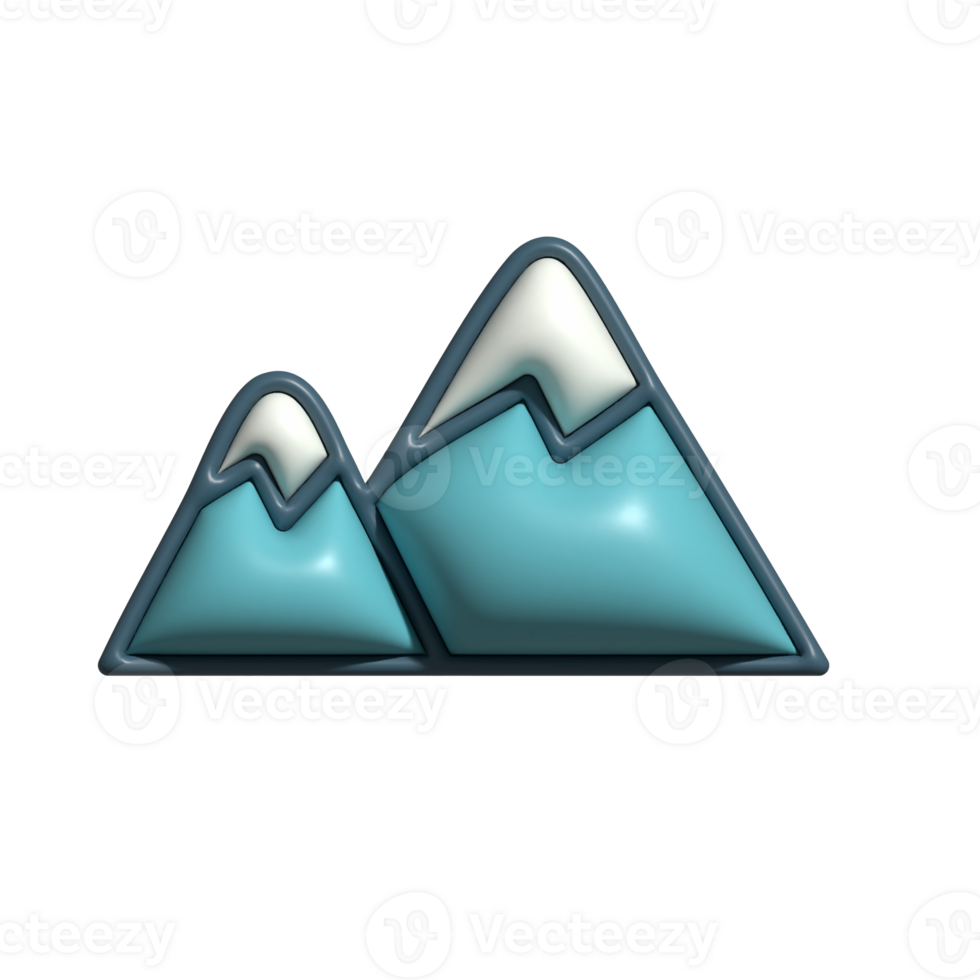 3D Mountain Peaks Emoji Snowy Summits and Adventure Icon png