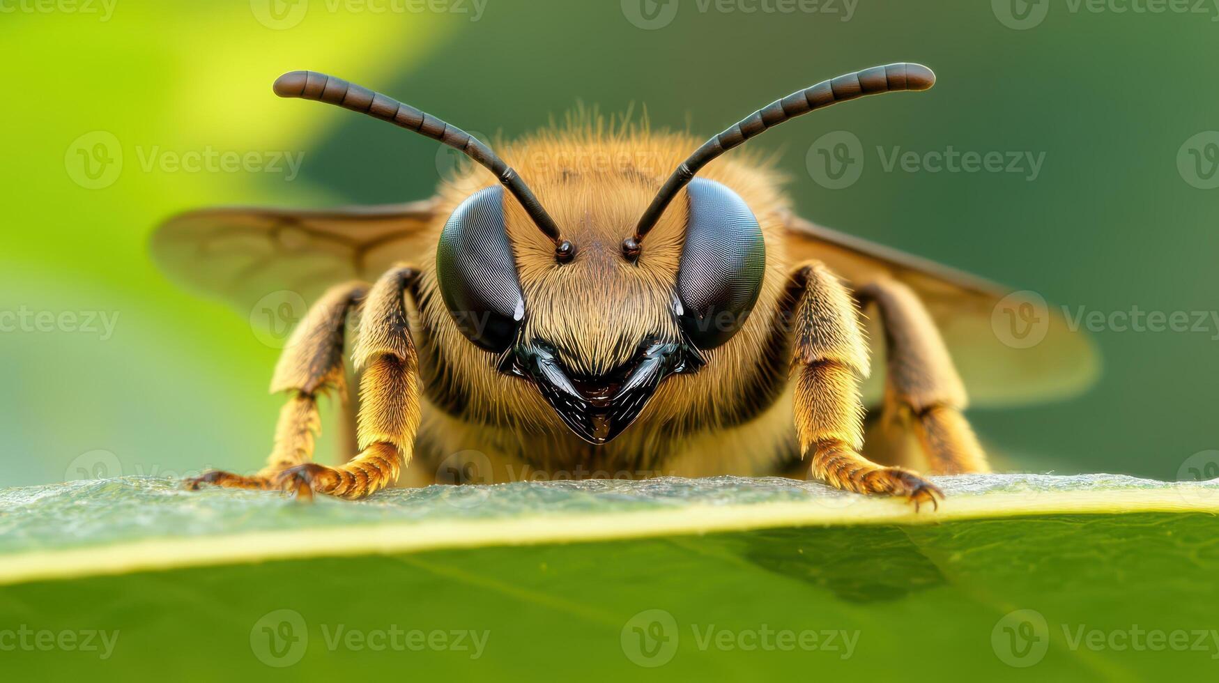 A close up of a bee with large eyes photo