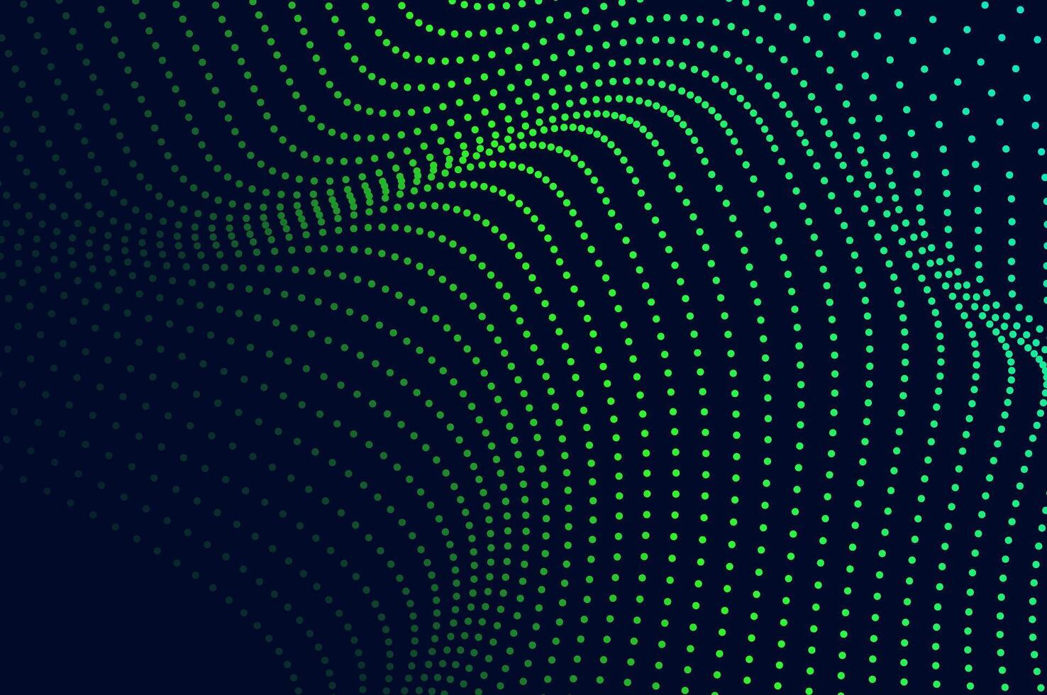 Abstract molecule flowing dots particle wave blue and light green. Technology, biology, science and dynamic illustration concept. vector