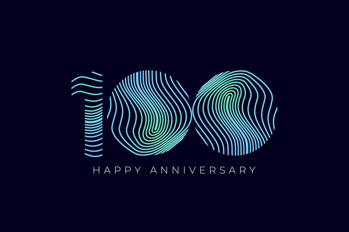 Numeric Design with Line Curve 100th, 100th Happy Anniversary with Gradient Colorful Line wave. Tech, futuristic and science concept vector