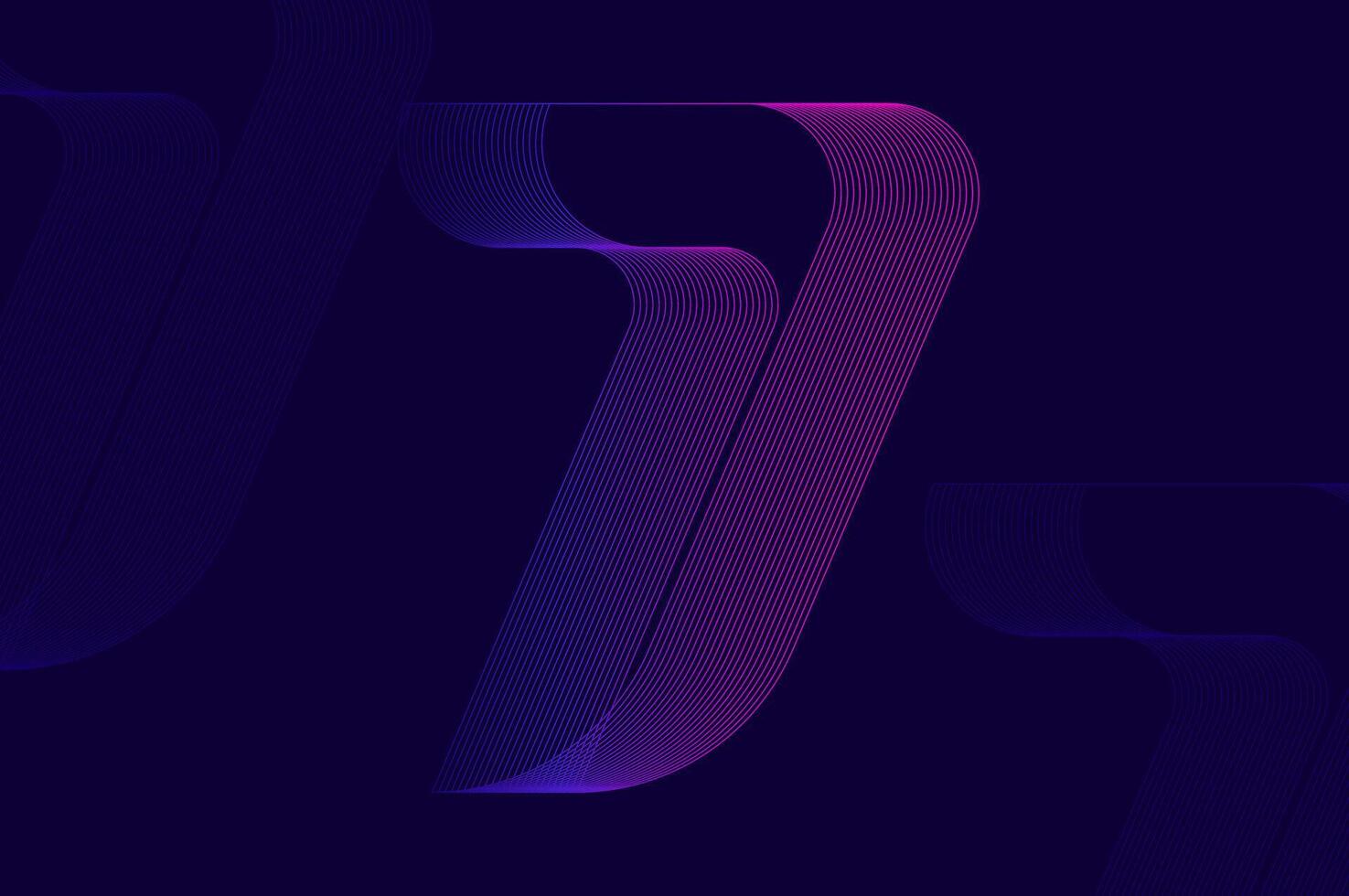 Futuristic retro numeric design glitch efffect with line pattern number 7 seven. vector
