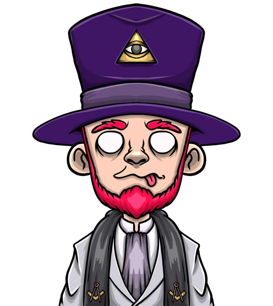 A cartoon man wearing a purple hat and a purple tie png