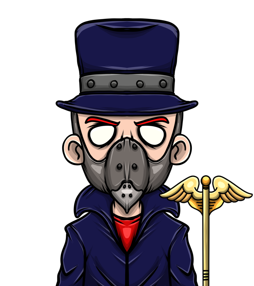 A cartoon man in a top hat and mask png