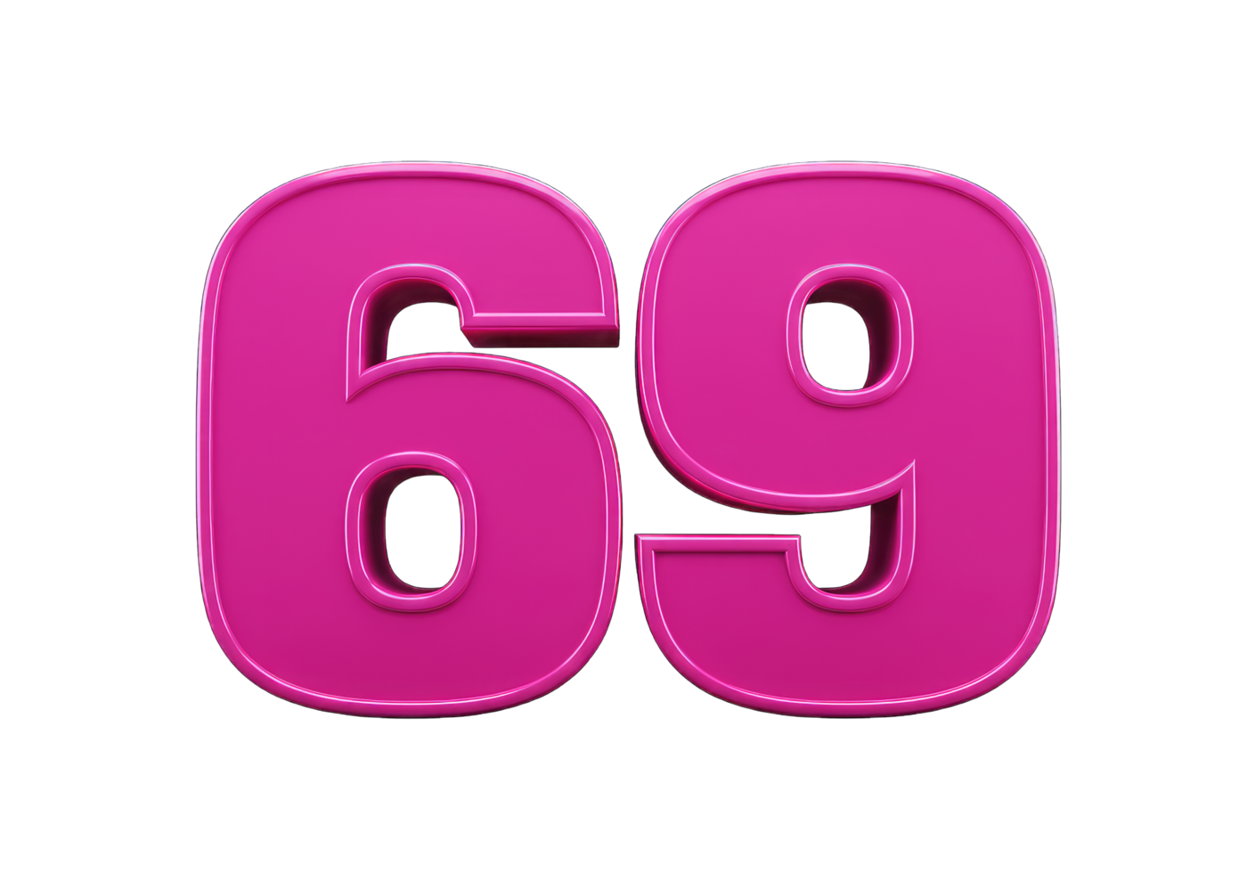Pink Number 69 3D Render Graphic Design png