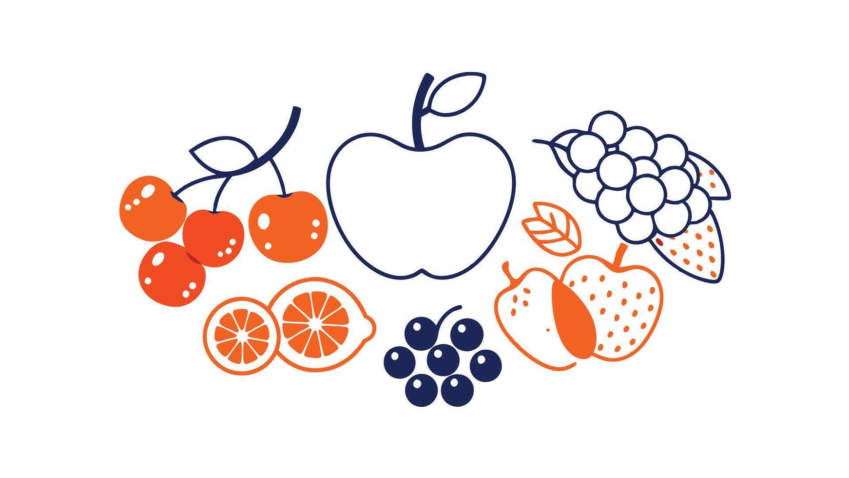 Orange and Blue Floral Designs fruit vector
