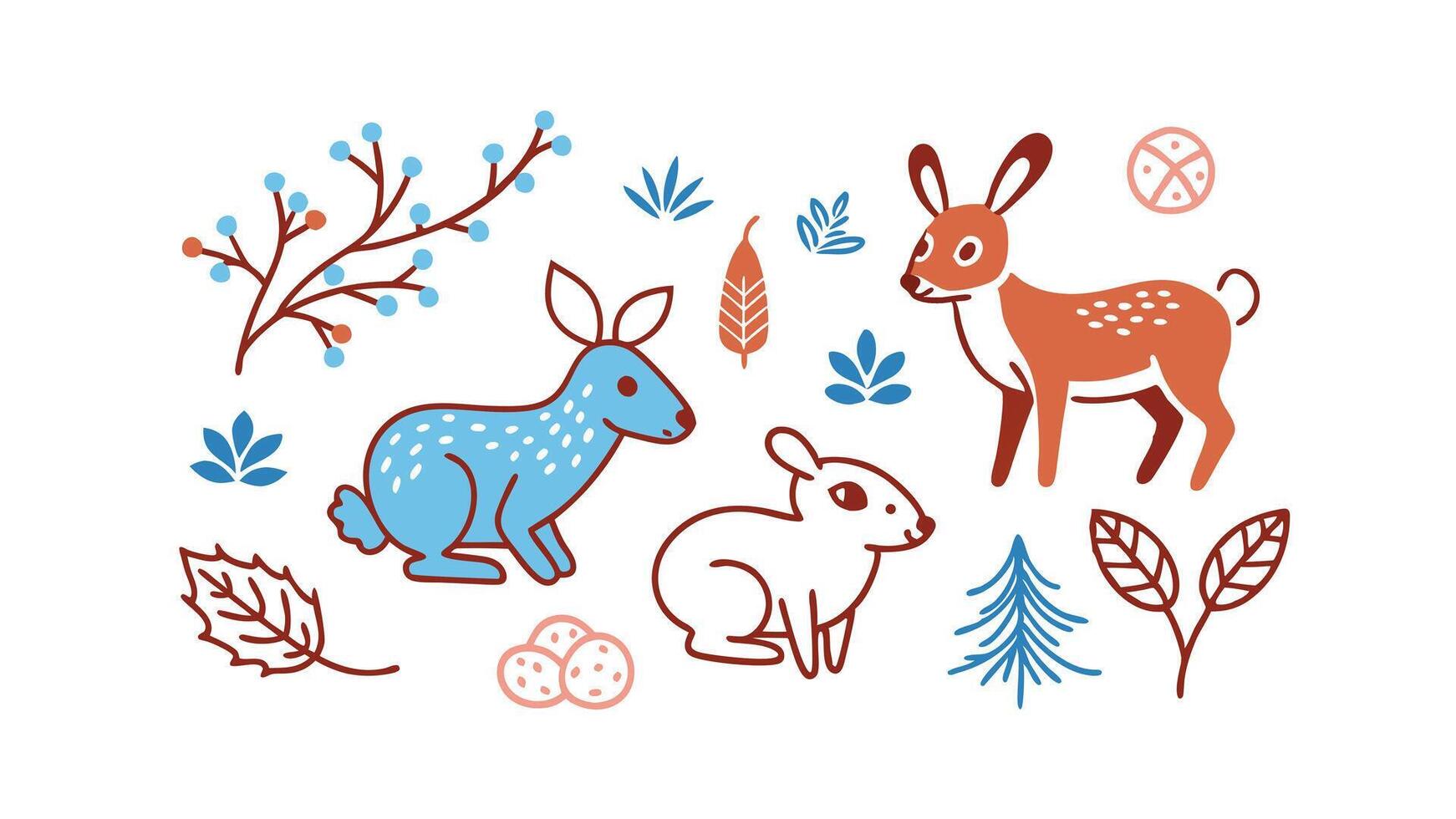 cute bunny in spring element vector