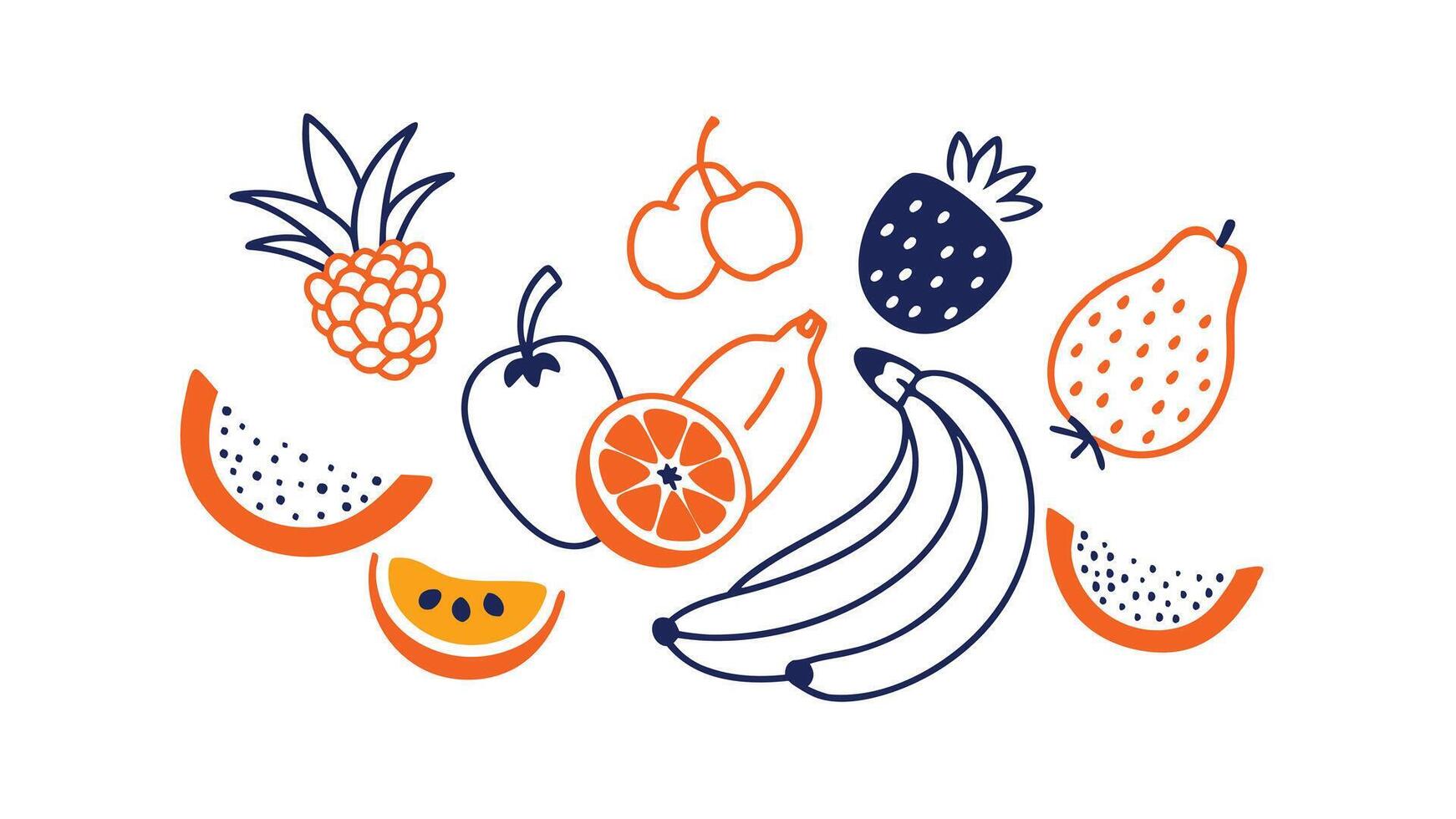 Adorable Orange and Blue Forest Animals Foxes, Rabbits, and Berries vector