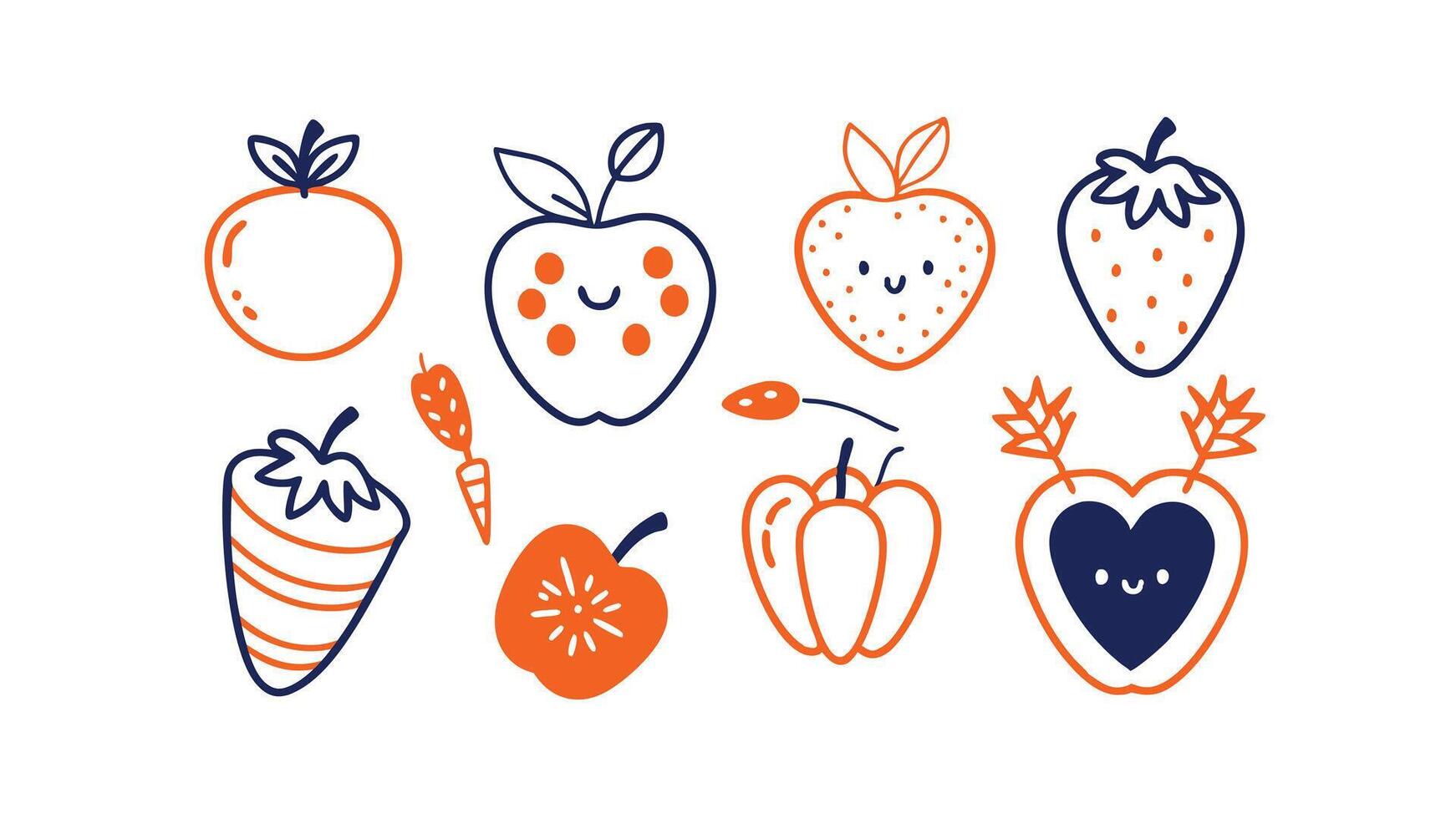 Summer Fruits Watermelon, Strawberries, Raspberries, and Oranges vector