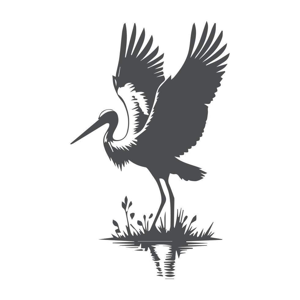 Graceful Stork in Flight vector
