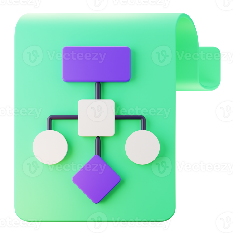 3D Render Colorful Flowchart Design for Easy Understanding png