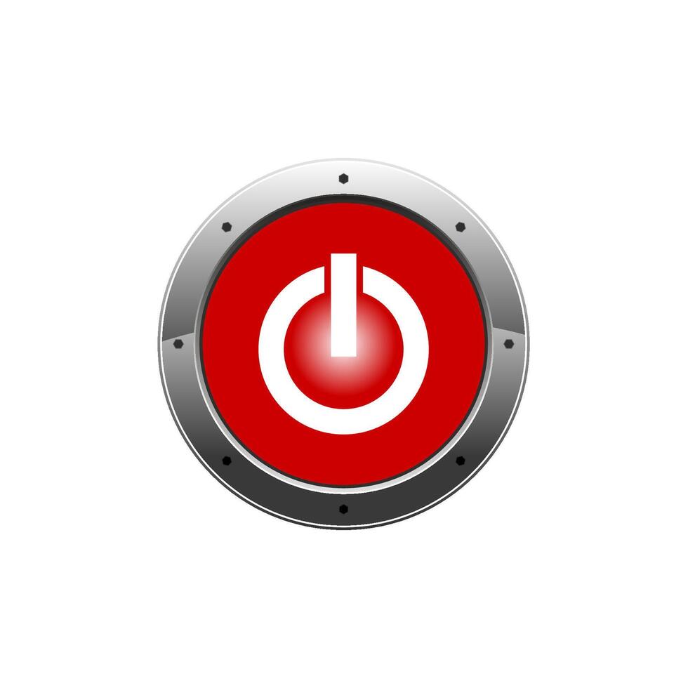 3d circle start and power push button vector