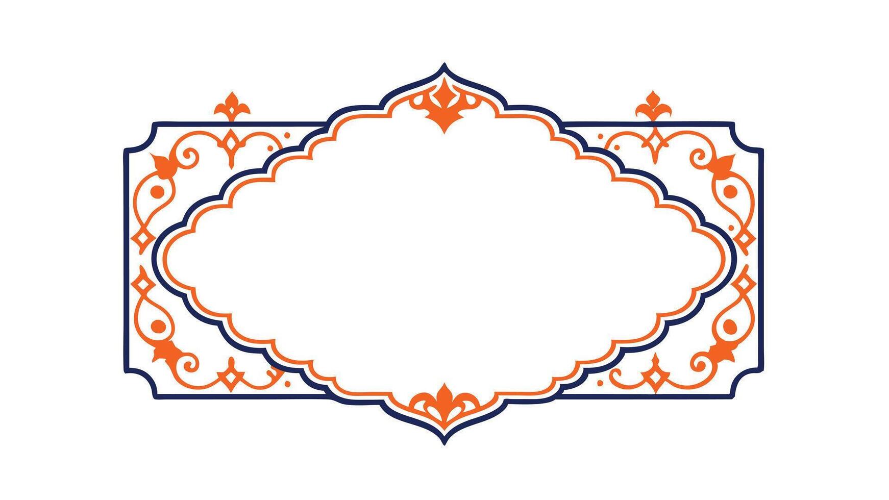 Elegant Orange and Blue Ornate Decorative Frame Border Design vector