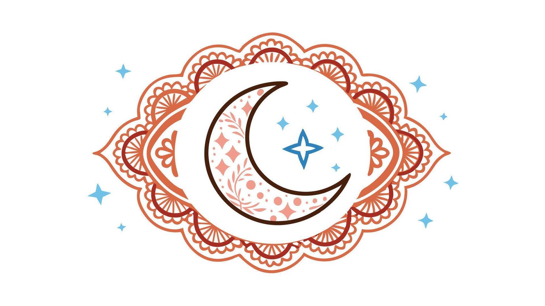 Ornate Mandala Moon Stars Celestial Design Night Sky Decor Art vector