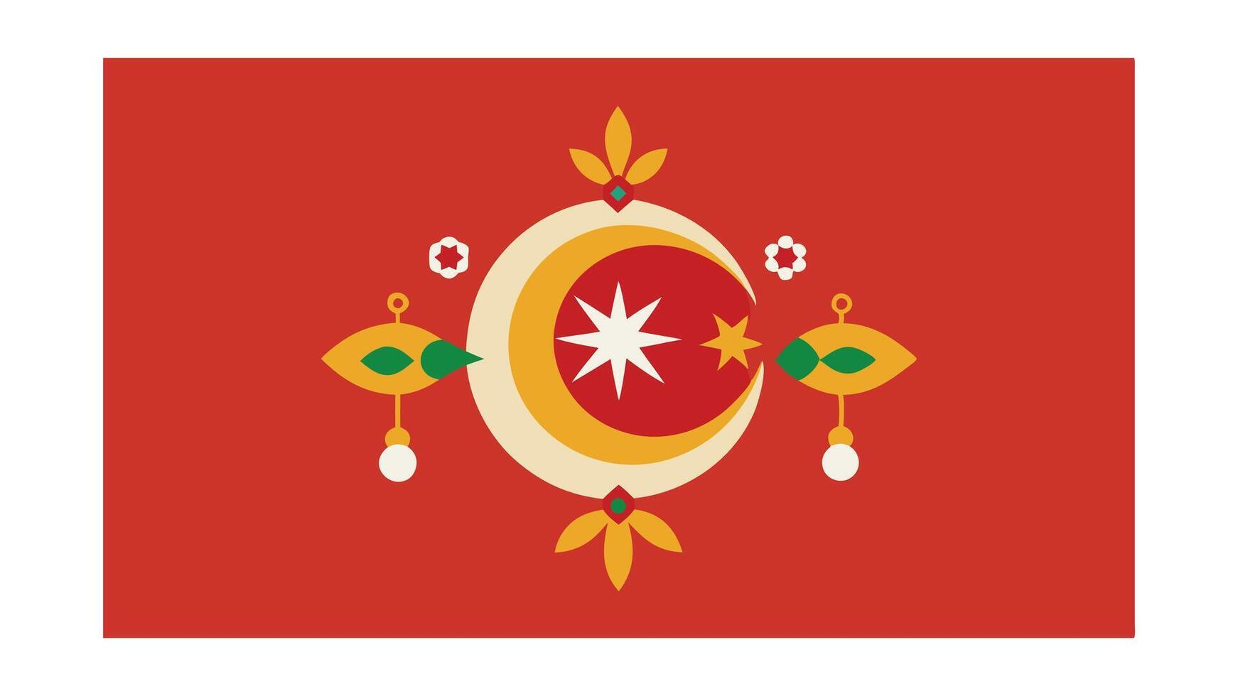 Abstract Red Crescent Star Design Geometric Islamic Art Pattern vector