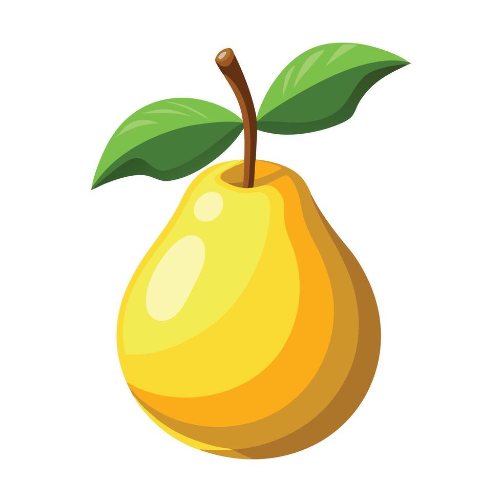 a flat illustration of a yellow pear vector