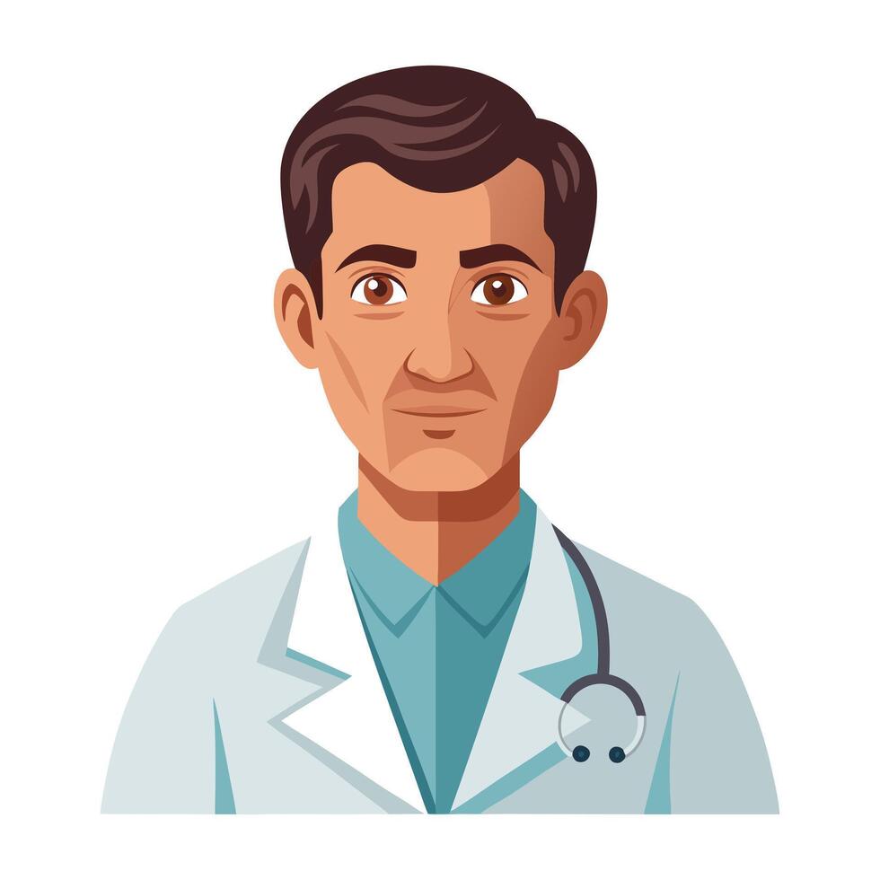 a flat illustration of a doctor a statoscope on his shoulder vector