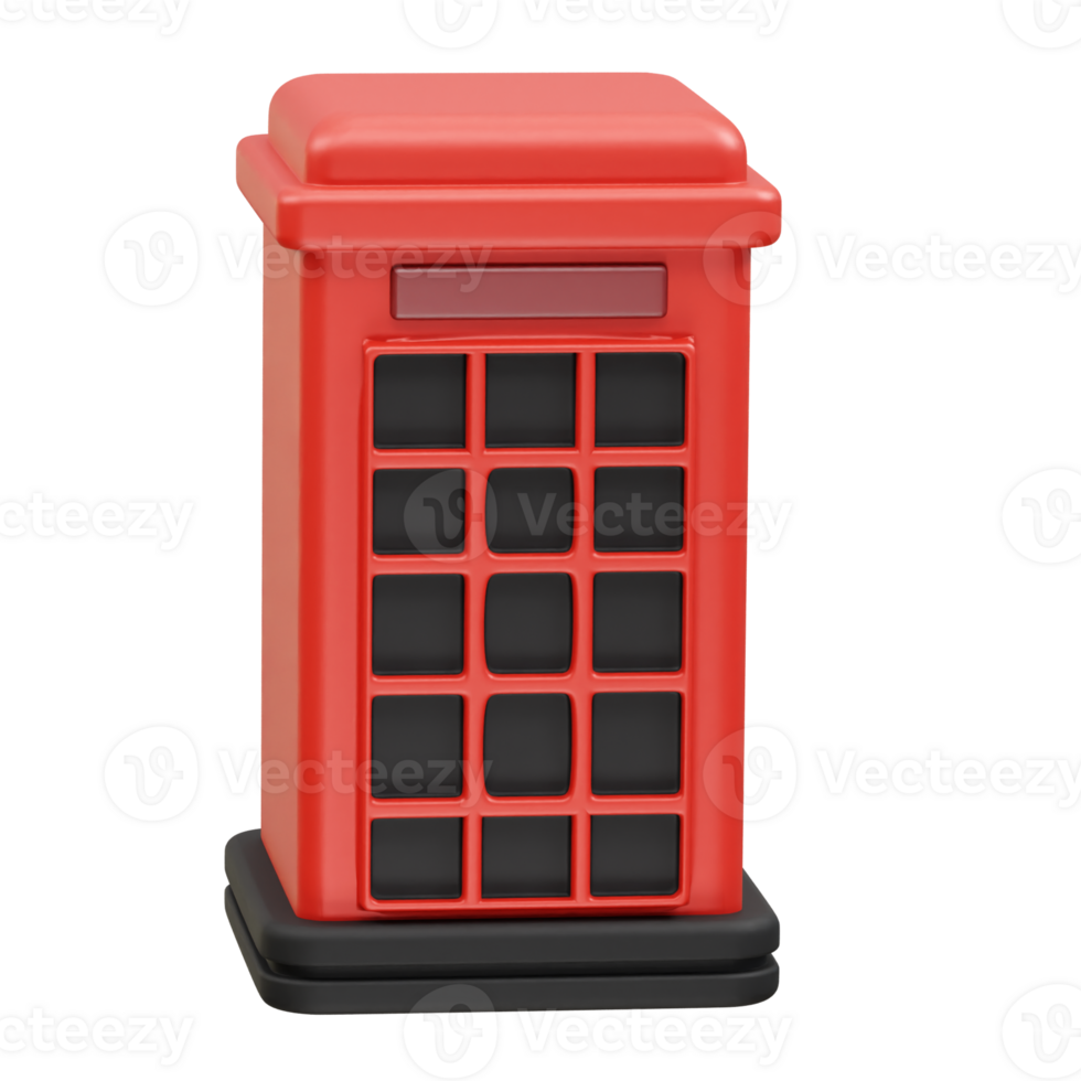 british telephone box icon 3d render. Phone Booth icon 3d render illustration png