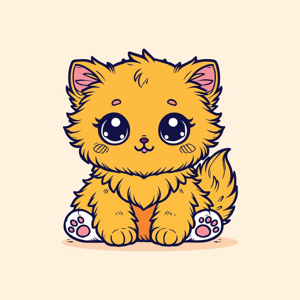 a cartoon cat with big eyes and big paws vector