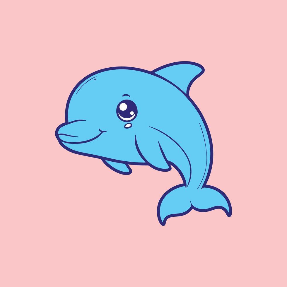 a cartoon dolphin on a pink background vector