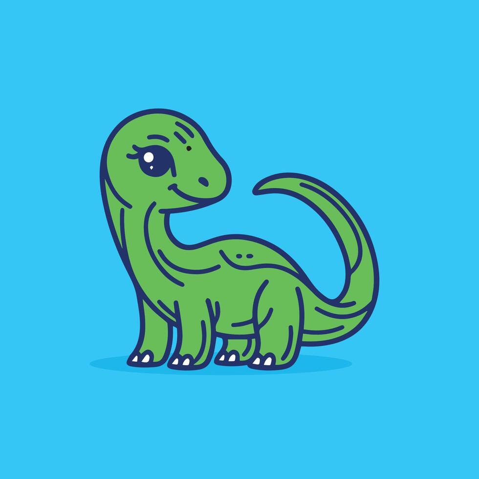 a cartoon green dinosaur on a blue background vector