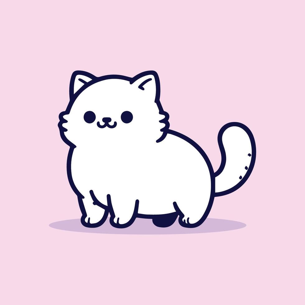 a white cat with a pink background vector