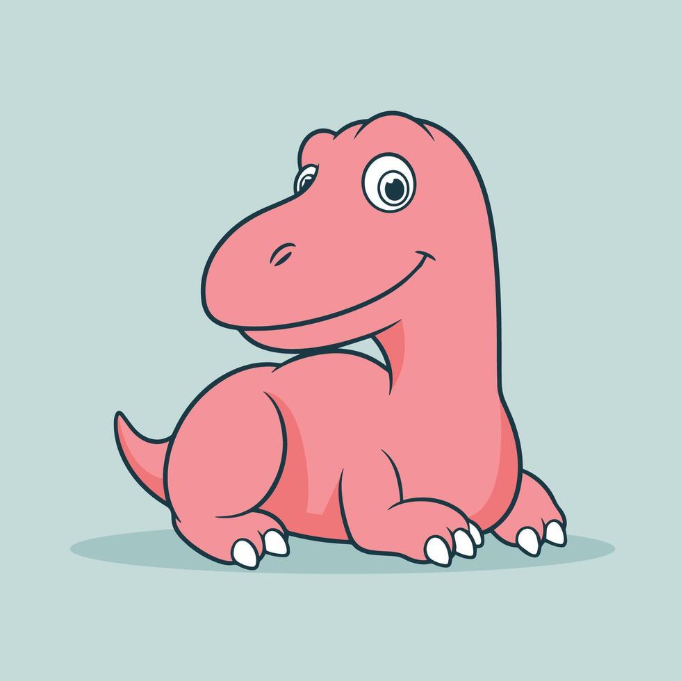 cartoon dinosaur sitting on the ground vector