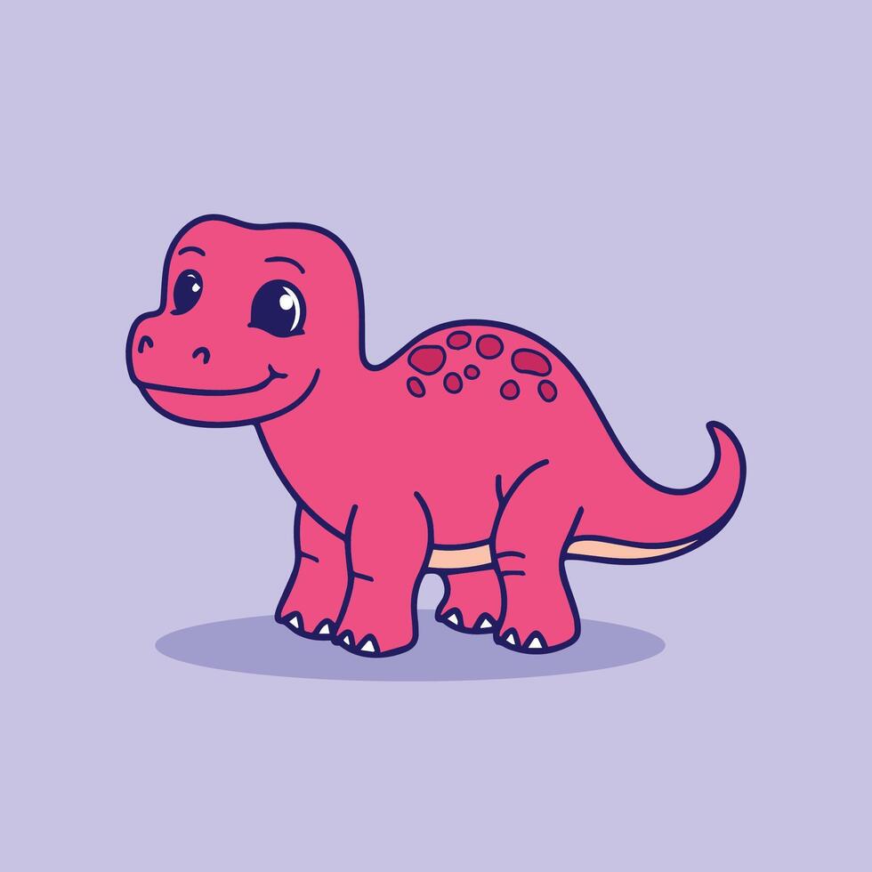 a cartoon dinosaur with a pink color vector