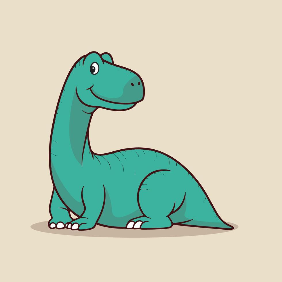 cartoon dinosaur sitting on a beige background vector