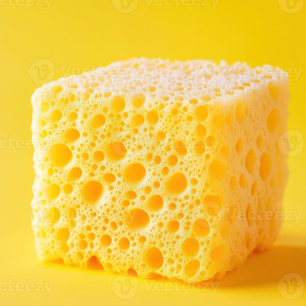 A sponge on a yellow background photo