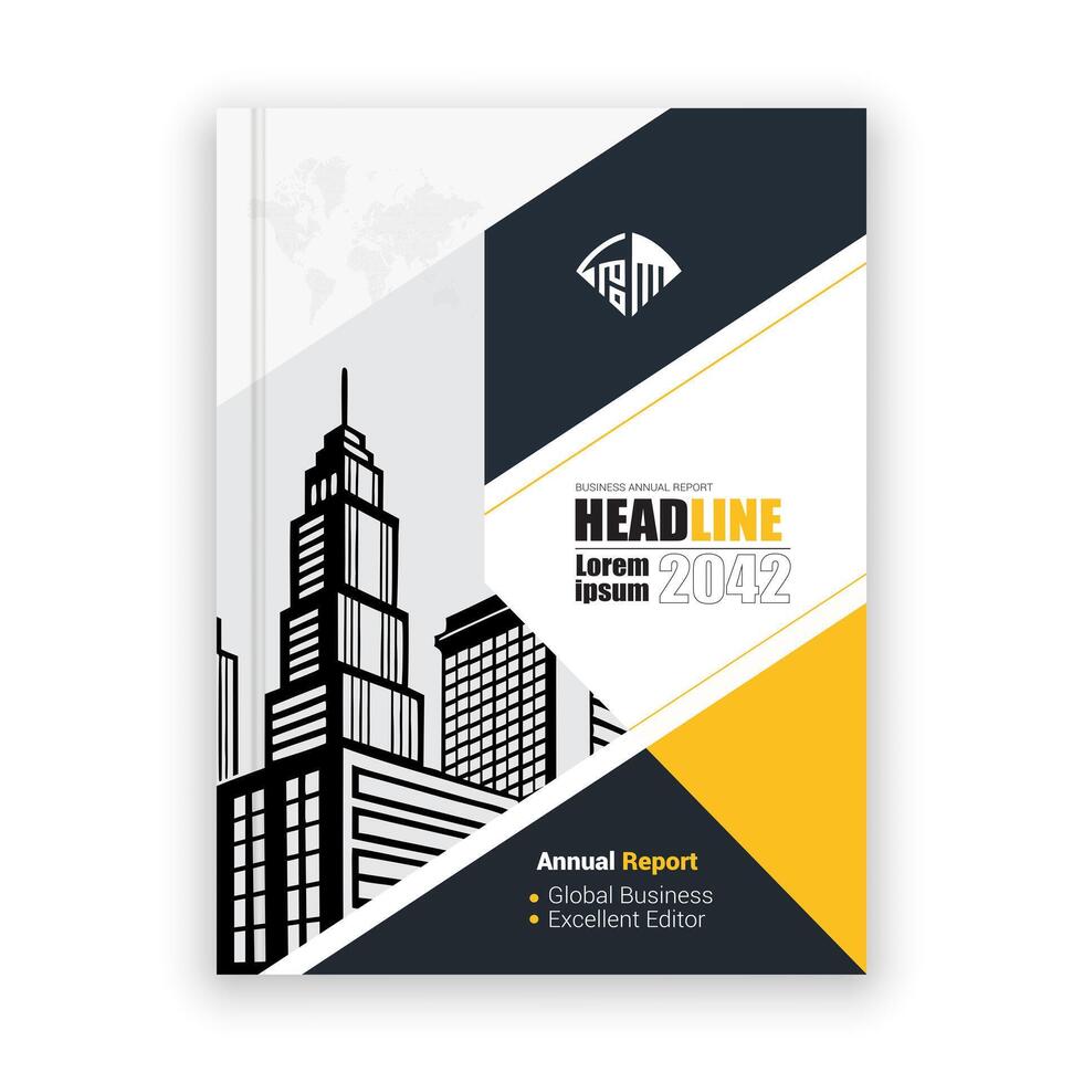 a brochure with a city skyline in the background vector