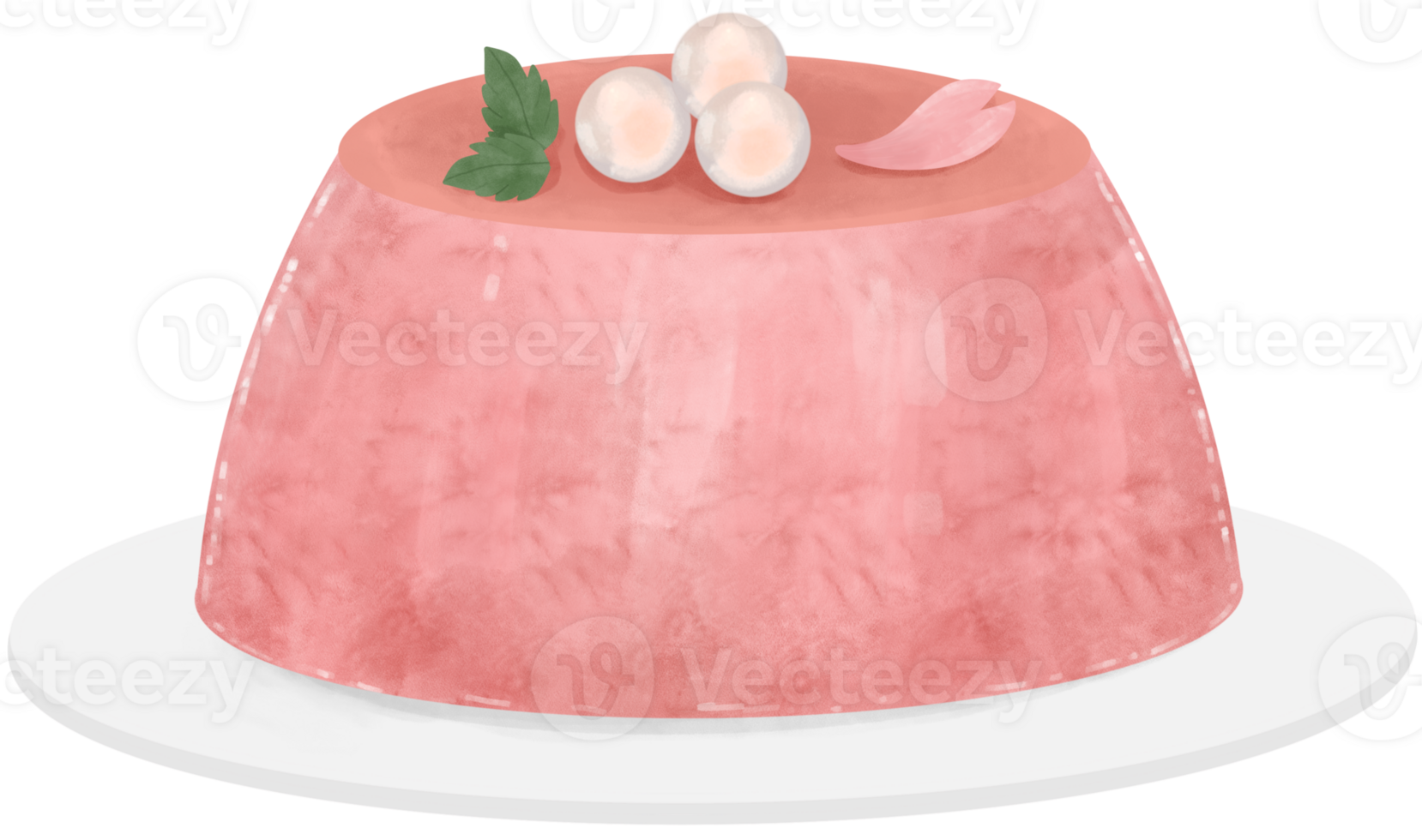 A pudding topped with a pink flower. png