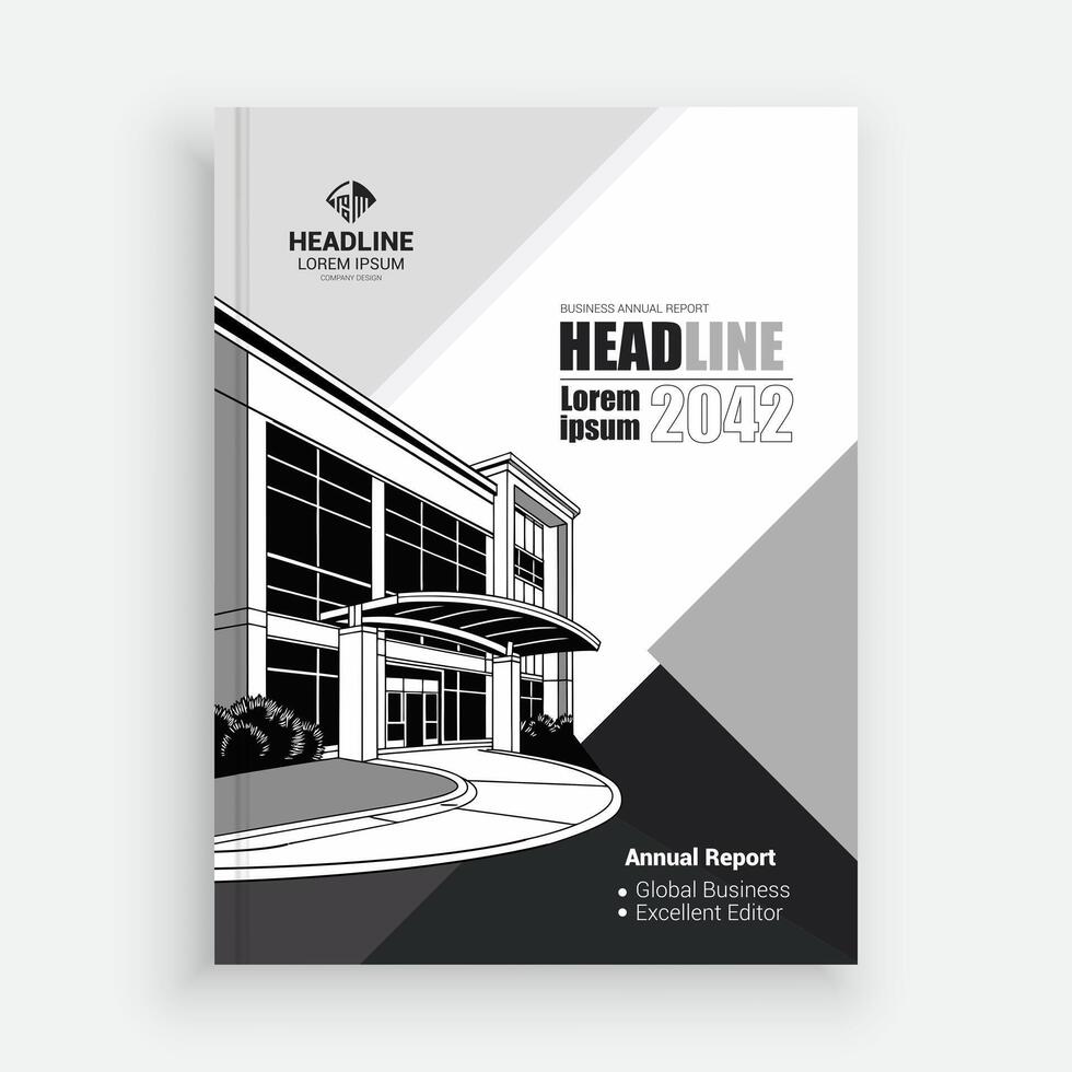 a black and white brochure template for a building vector