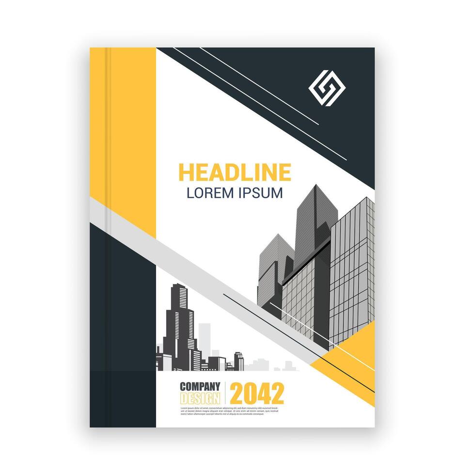 a brochure with a yellow and black design vector