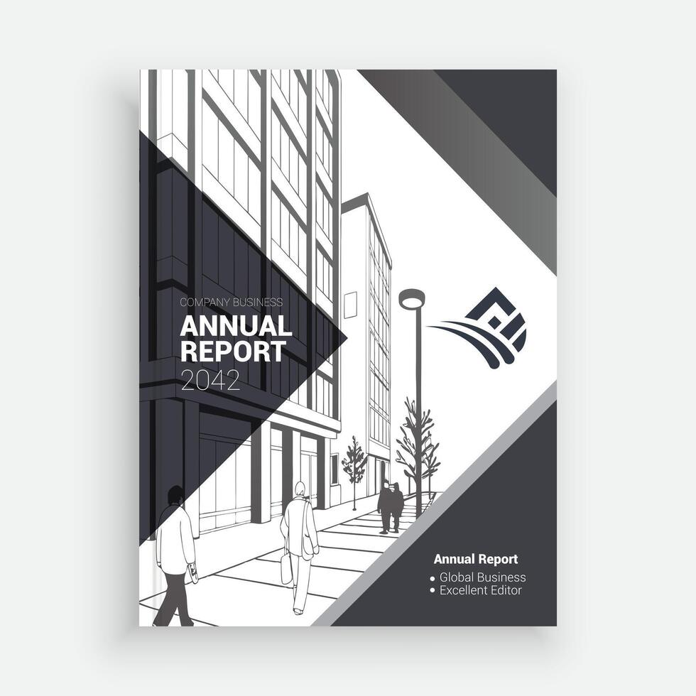 an annual report template with a black and white design vector