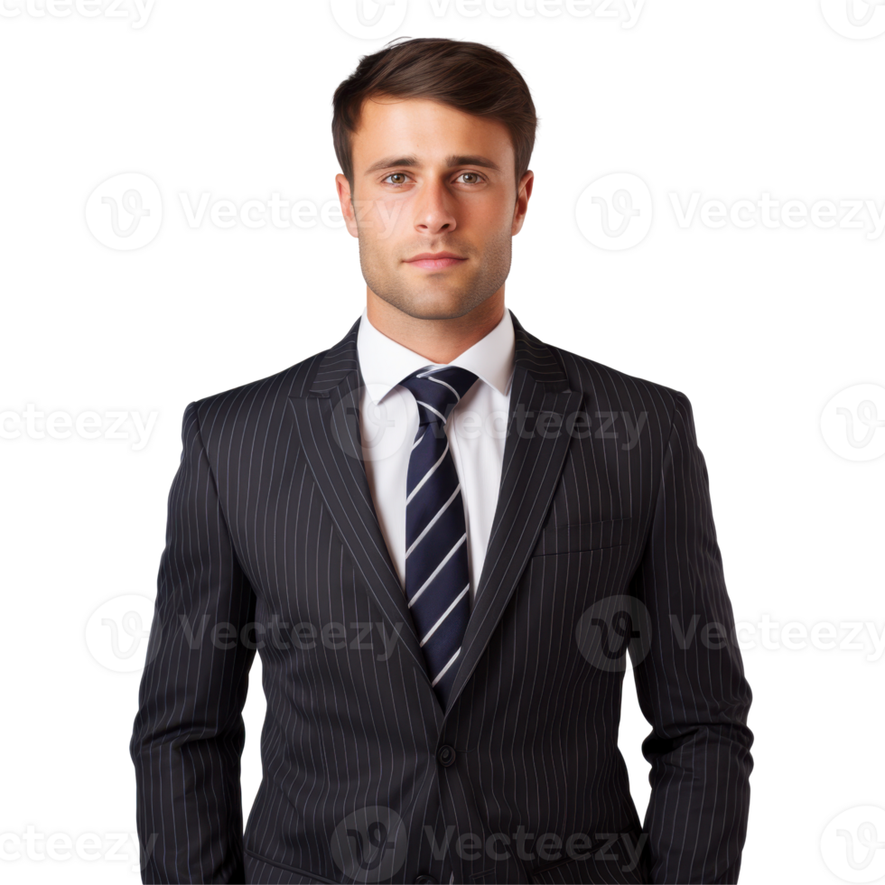 Young man wearing a suit and tie. isolated on transparent background png