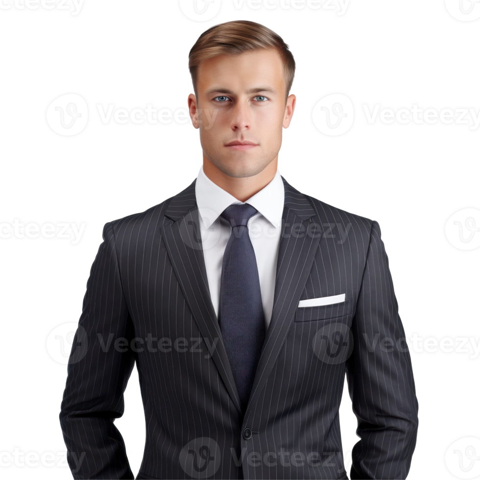 A happy young officer man wearing a suit and tie. isolated on transparent background png